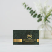 Carte De Visite Trucker en Grunge en marbre vert Emerald Gold Stri (Debout devant)