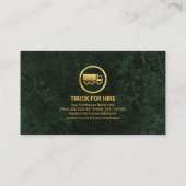 Carte De Visite Trucker en Grunge en marbre vert Emerald Gold Stri (Dos)