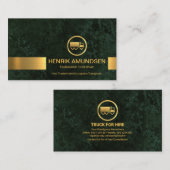 Carte De Visite Trucker en Grunge en marbre vert Emerald Gold Stri (Devant / Derrière)