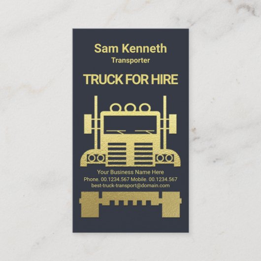 Carte De Visite Trucker logistique de semi-camion or exquis (Devant)