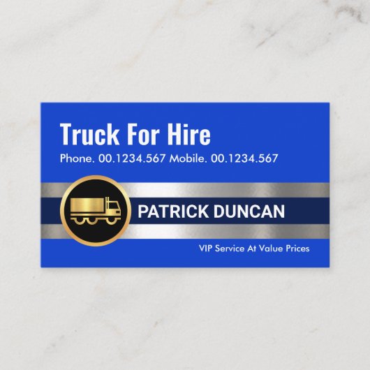 Carte De Visite Trucker Or Metallic Silver Lines (Devant)