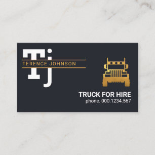 Carte De Visite Trucker simple monogramme Gold Lines