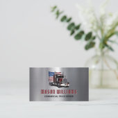 Carte De Visite Trucker Transport Trucker Company Drapeau américai (Debout devant)