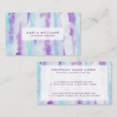 Carte De Visite Trucs Abstraits de pinceau violet bleu et blanc (Devant / Derrière)