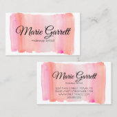 Carte De Visite Trucs de pinceau rose Aquarelle (Devant / Derrière)