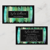 Carte De Visite Trucs de pinceau vert Iridescente (Devant / Derrière)