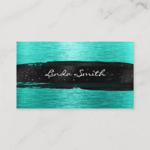Carte De Visite Trucs turquoise en métal brossé noir