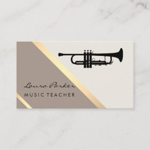 Carte De Visite Trumpet musicien professeur de musique Retro Gold