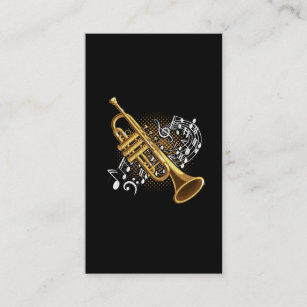 Carte De Visite Trumpet Player Musical Notes Jazz Music Art