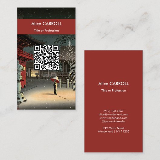 Carte De Visite Tsuchiya Koitsu - Neige au Sanctuaire Nezu - Code  (Devant / Derrière)