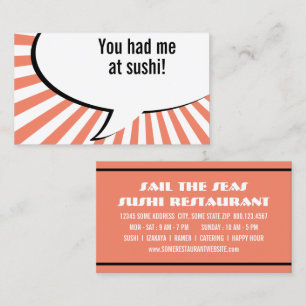 Carte De Visite tu m'as eu à sushi