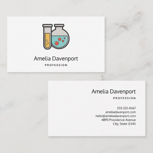 Carte De Visite Tube d'essai de chimie et bécher (Devant / Derrière)