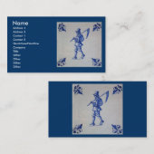 Carte De Visite Tuile bleue de Delft - modèle (Devant / Derrière)