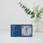 Carte De Visite Tuile bleue de Delft - modèle (Debout devant)