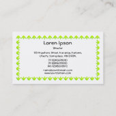 Carte De Visite Tulip Border 3d - Chartreuse Green sur blanc (Dos)