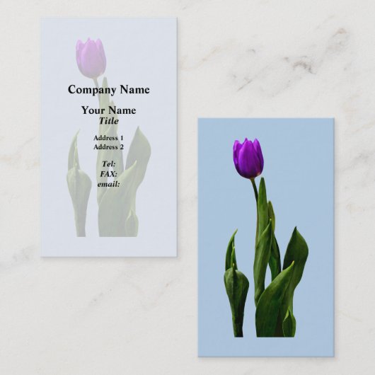 Carte De Visite Tulipe pourpre simple (Devant / Derrière)