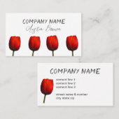 Carte De Visite tulipe rouge vif photo art sur blanc (Devant / Derrière)