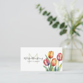 Carte De Visite Tulipes d'aquarelle modernes (Debout devant)