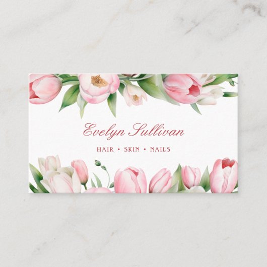 Carte de visite tulipes roses (Devant)