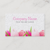 Carte De Visite Tulipes roses Damas blanches Arrière - plan (Devant)
