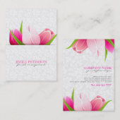 Carte De Visite Tulipes roses Damas blanches Arrière - plan (Devant / Derrière)
