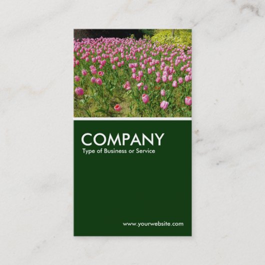 Carte De Visite Tulipes roses - Vert foncé (Devant)