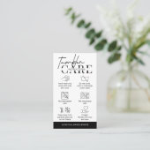 Carte De Visite Tumbler Cup Care Instructions Minimalist Logo (Debout devant)