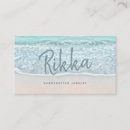 Carte De Visite Turquioise Ocean Sandy Beach Handmade Jewelry QR (Devant)