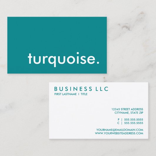 Carte De Visite turquoise. (Devant / Derrière)