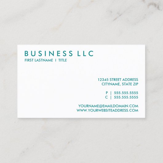 Carte De Visite turquoise. (Dos)