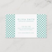 Carte De Visite Turquoise À damiers moderne (Dos)