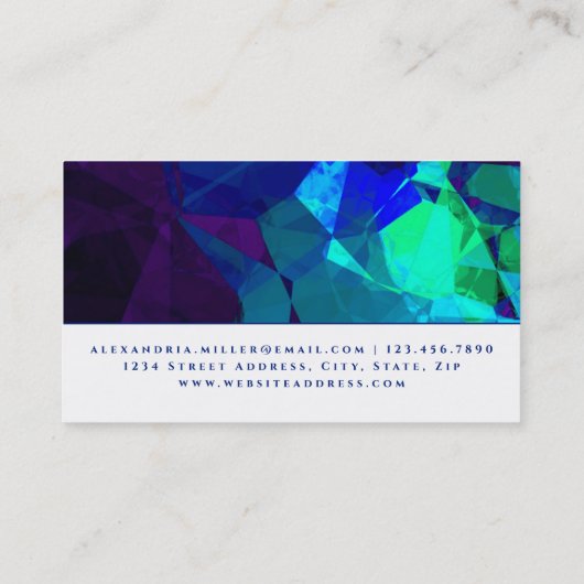 Carte De Visite Turquoise Abstrait moderne bleu & violet (Dos)