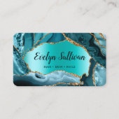carte de visite turquoise Agate Faux Foil (Devant)