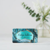 carte de visite turquoise Agate Faux Foil (Debout devant)