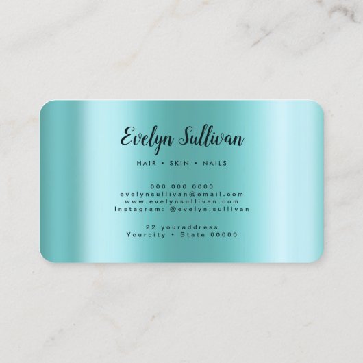 carte de visite turquoise Agate Faux Foil (Dos)