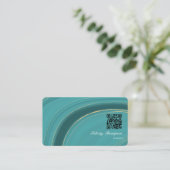 Carte De Visite Turquoise - Agate sarcelle et or Code QR (Debout devant)
