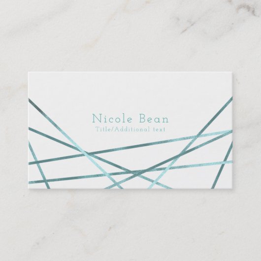 Carte De Visite Turquoise Aqua Lignes géométriques modernes Glam P (Devant)