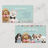 Carte De Visite  Turquoise Aquarelle Chien race Chien Groomer  (Devant / Derrière)