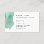 Carte De Visite Turquoise Aquarelle thérapeute massage zen (Dos)