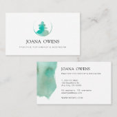 Carte De Visite Turquoise Aquarelle thérapeute massage zen (Devant / Derrière)