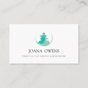 Carte De Visite Turquoise Aquarelle thérapeute massage zen