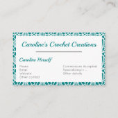 Carte De Visite Turquoise avec Motif en dentelle Crochet blanc (Devant)