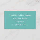 Carte De Visite Turquoise Bleu Blanc cheveux et maquiller élégant  (Dos)