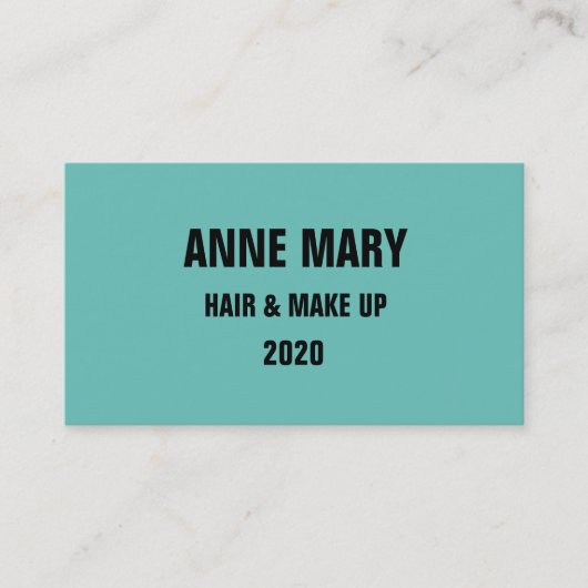 Carte De Visite Turquoise Bleu Cheveux Noir & Make Up Design Moder (Devant)