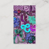 Carte De Visite TURQUOISE BLEU PURPLE LACE FLEURS GEMSTONES Gold M (Dos)