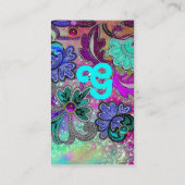 Carte De Visite TURQUOISE BLEU PURPLE LACE FLEURS GEMSTONES Noir (Dos)