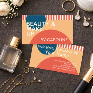 Carte De Visite Turquoise bleu rouille orange ivoire formes Motif