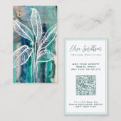 Carte De Visite Turquoise Bleu & Turquoise Aquarelle Botanique Mod (Devant / Derrière)