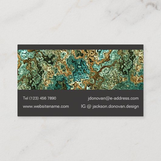Carte De Visite Turquoise bleu vert métal marbré Motif d'art (Dos)