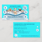 Carte De Visite Turquoise Blue Chien Chat Groomer Animaux de compa (Devant / Derrière)